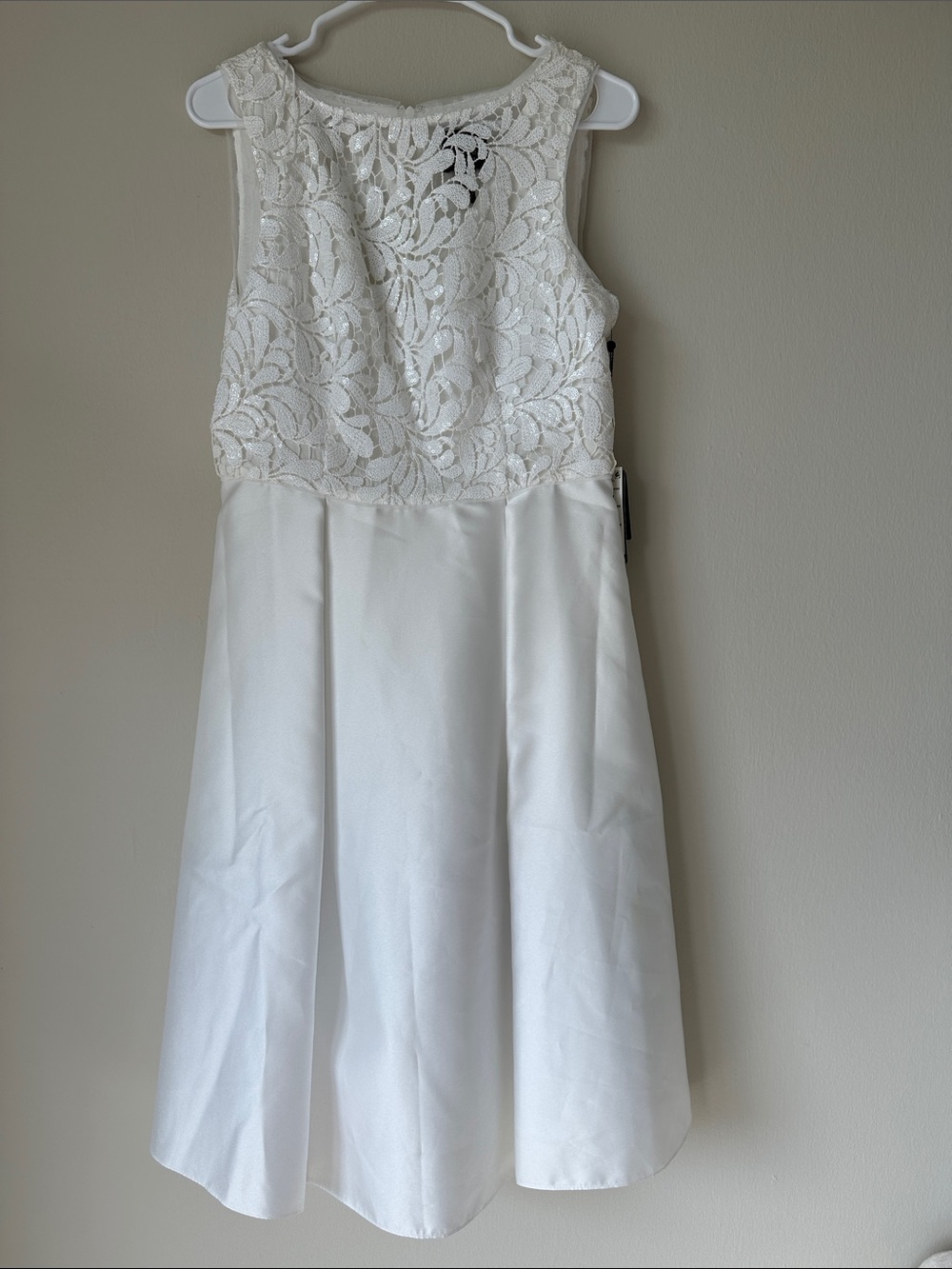 Adrianna Papell White Lace Bodice A-Line Dress Skirt - Picture 5 of 12